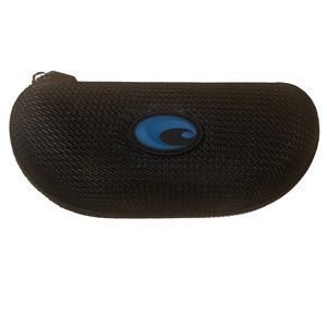 Costa Del Mar Sunglasses hard shell black case zippered blue logo